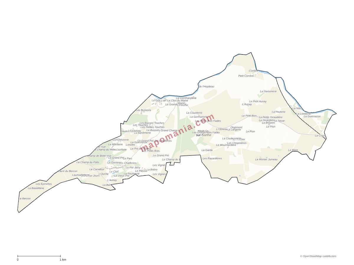 Carte de Moitron-sur-Sarthe à personnaliser