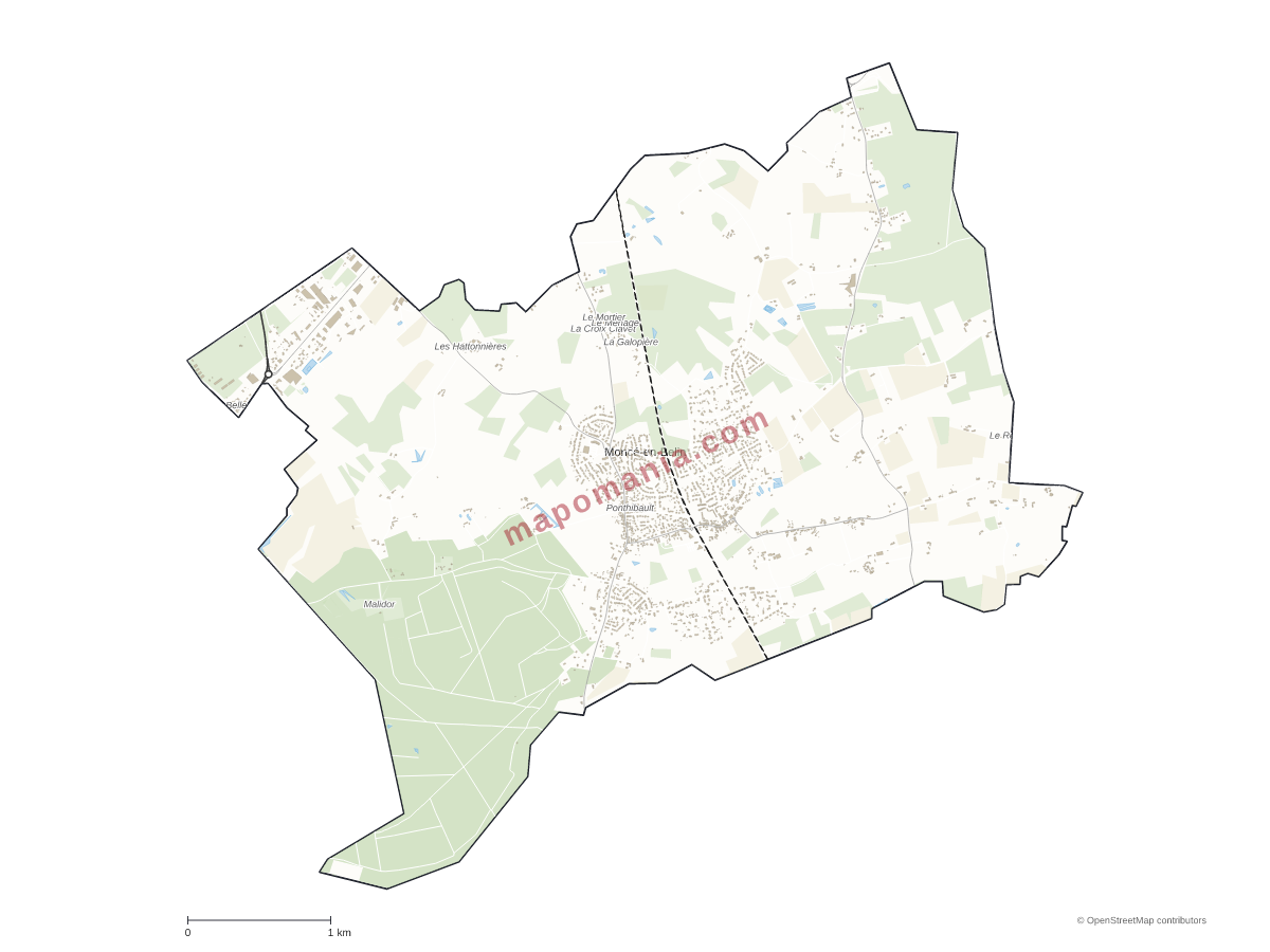 Carte de Moncé-en-Belin à personnaliser