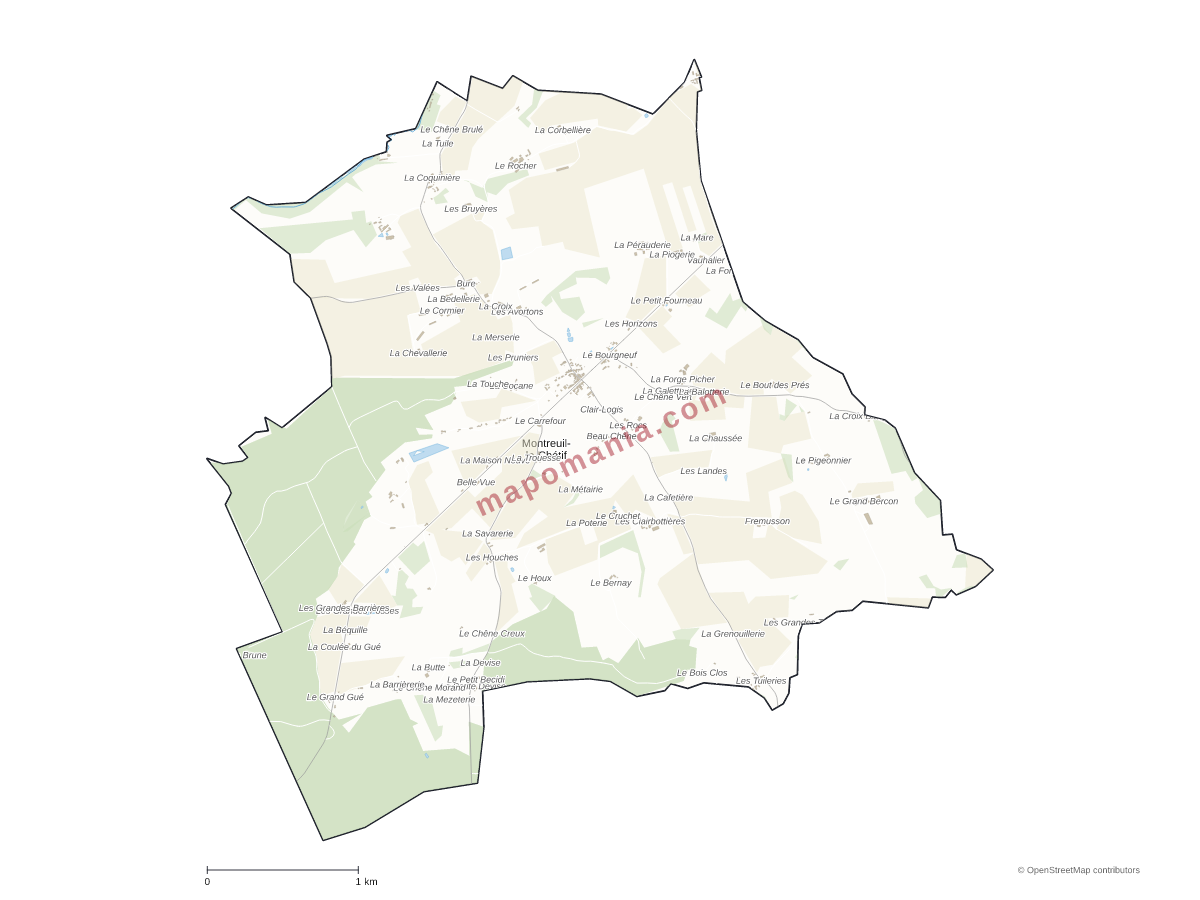Carte de Montreuil-le-Chétif à personnaliser
