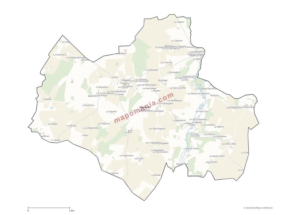 Carte de Montreuil-le-Henri à personnaliser