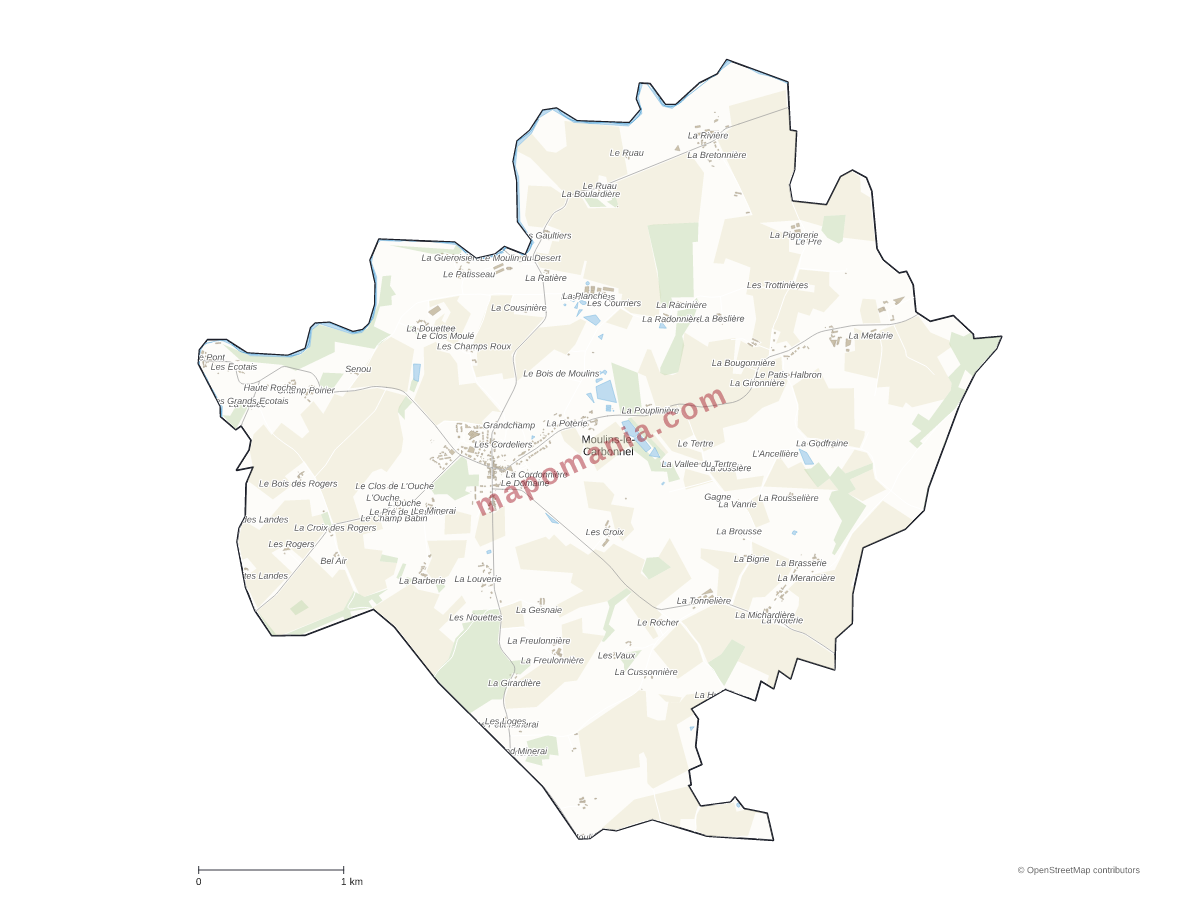 Carte de Moulins-le-Carbonnel à personnaliser