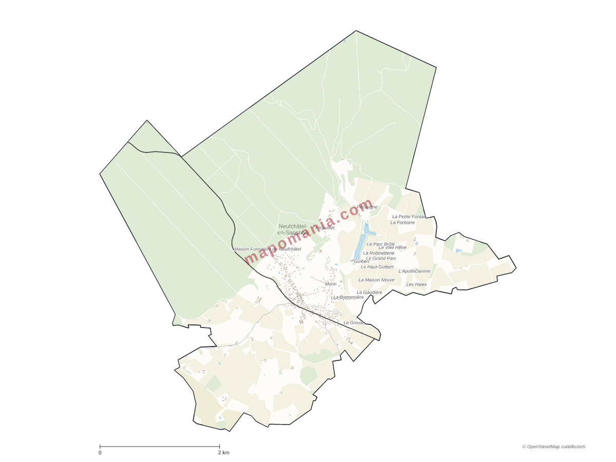 Carte de Neufchâtel-en-Saosnois à personnaliser