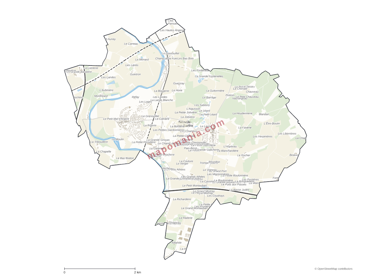 Carte de Neuville-sur-Sarthe à personnaliser