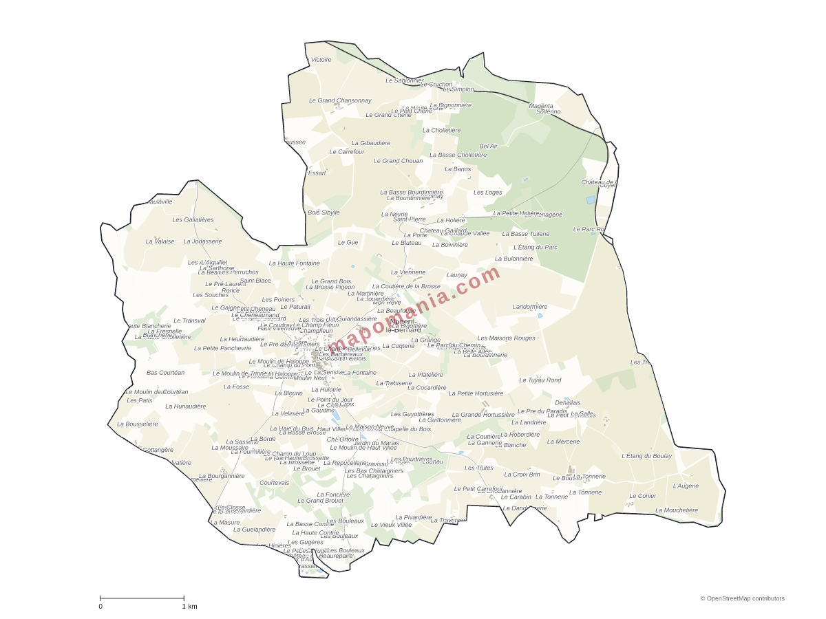 Carte de Nogent-le-Bernard à personnaliser