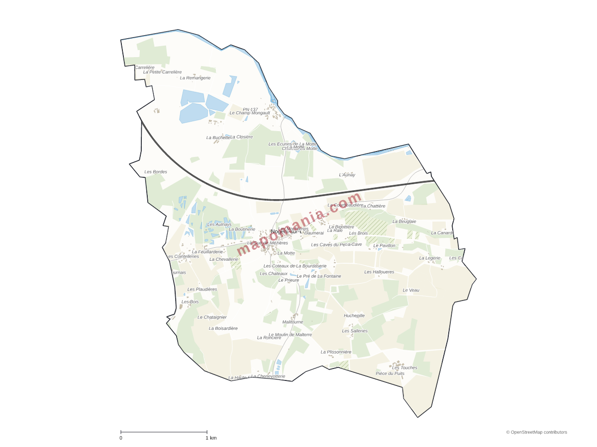 Carte de Nogent-sur-Loir à personnaliser