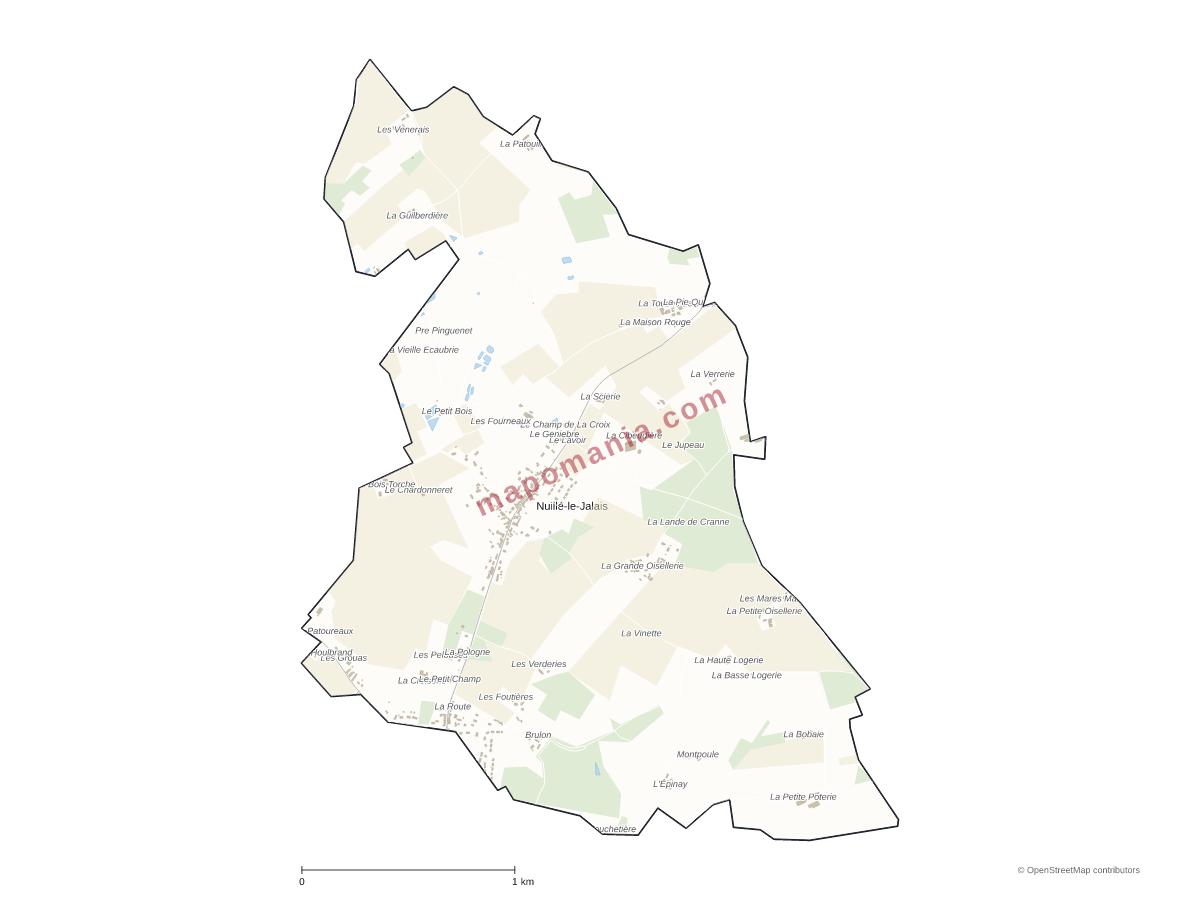 Carte de Nuillé-le-Jalais à personnaliser