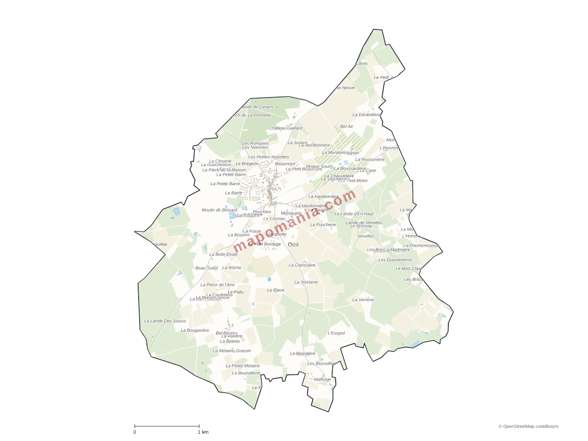 Carte de Oizé à personnaliser