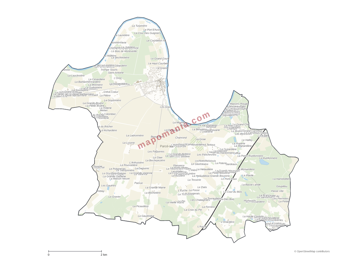 Carte de Parcé-sur-Sarthe à personnaliser
