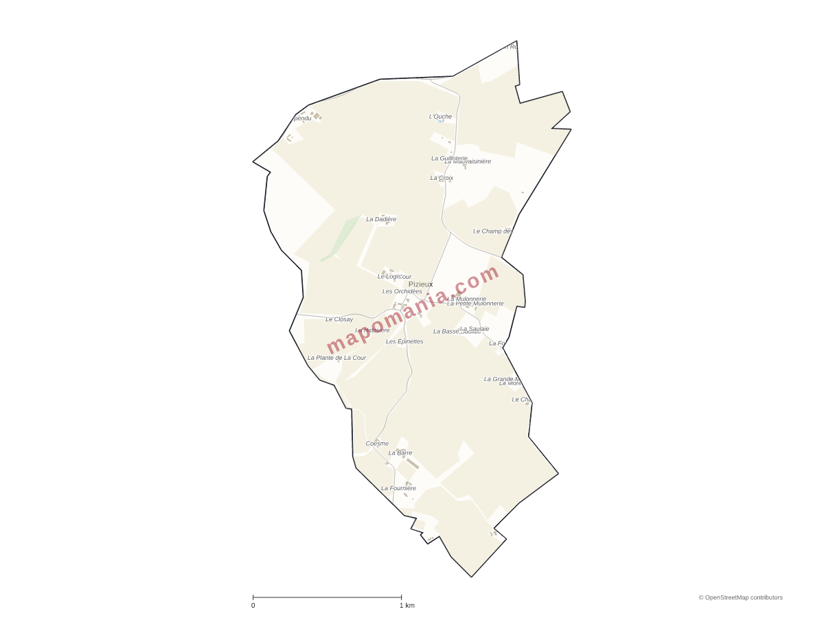Carte de Pizieux à personnaliser