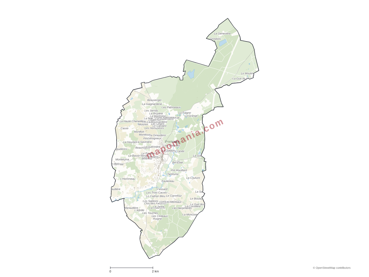 Carte de Pontvallain à personnaliser