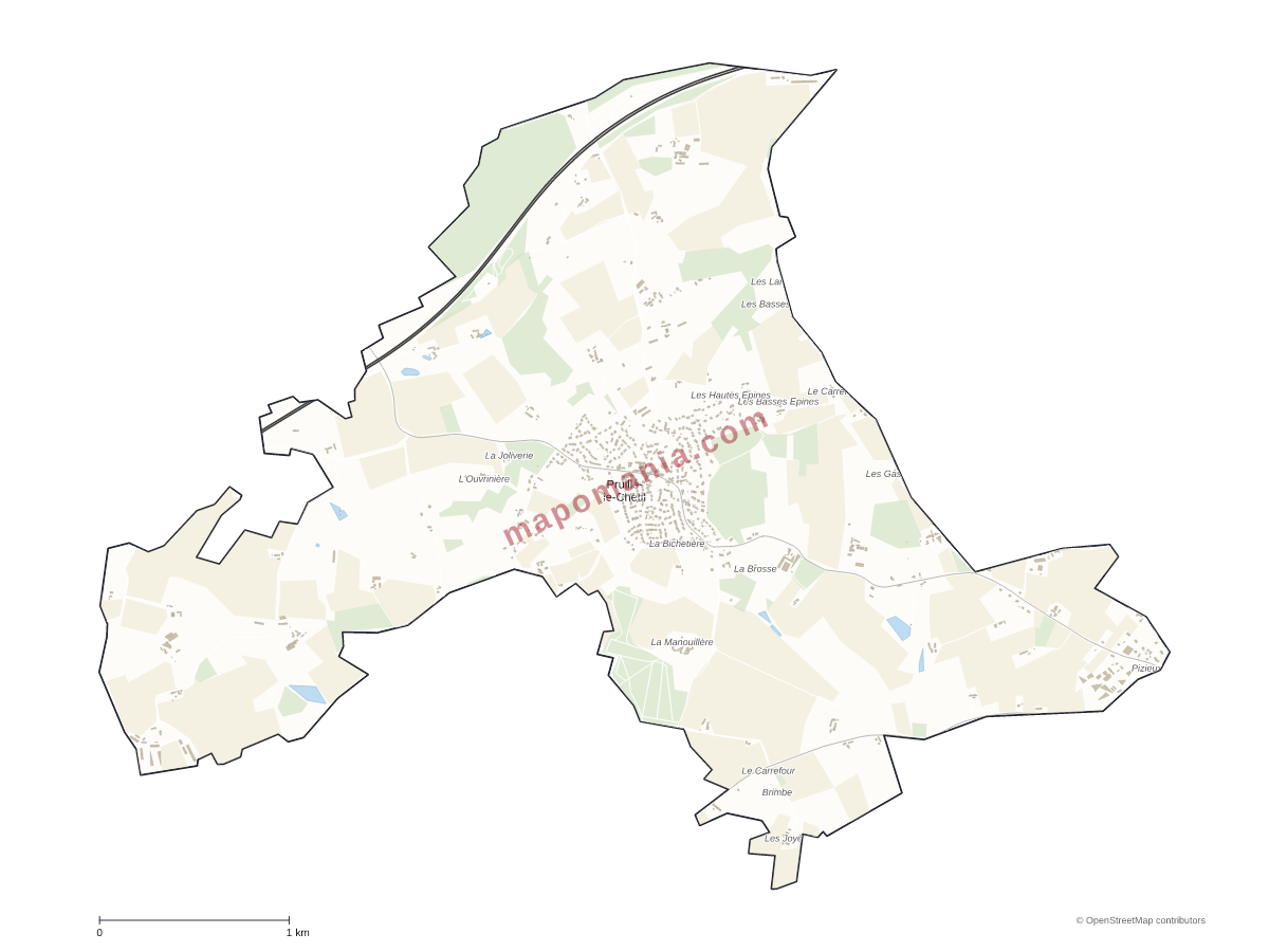 Carte de Pruillé-le-Chétif à personnaliser