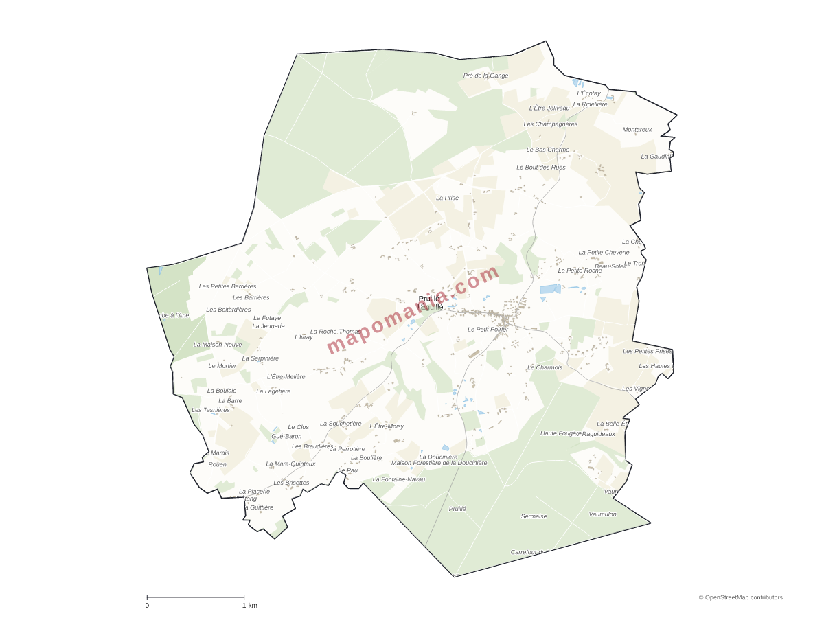 Carte de Pruillé-l'Éguillé à personnaliser
