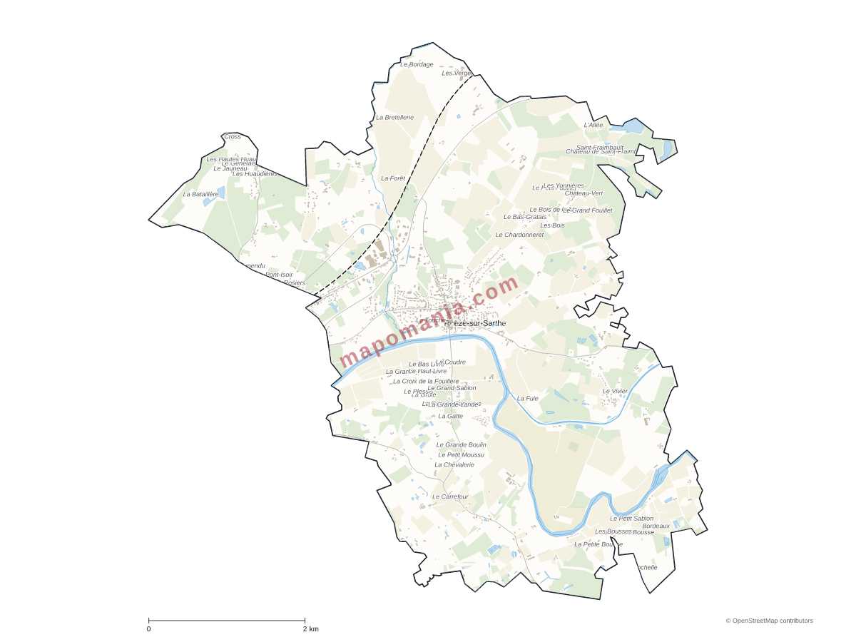 Carte de Roëzé-sur-Sarthe à personnaliser