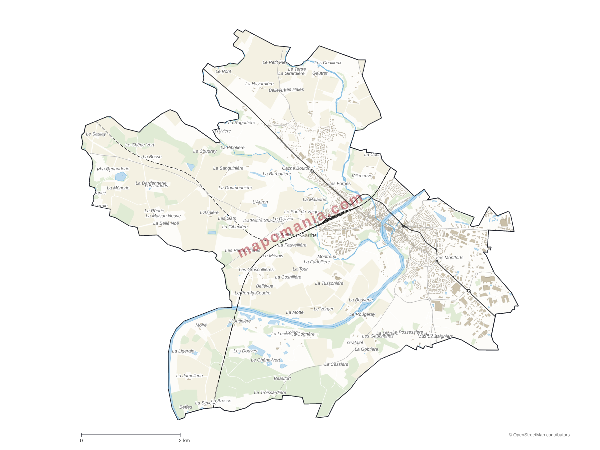 Carte de Sablé-sur-Sarthe à personnaliser