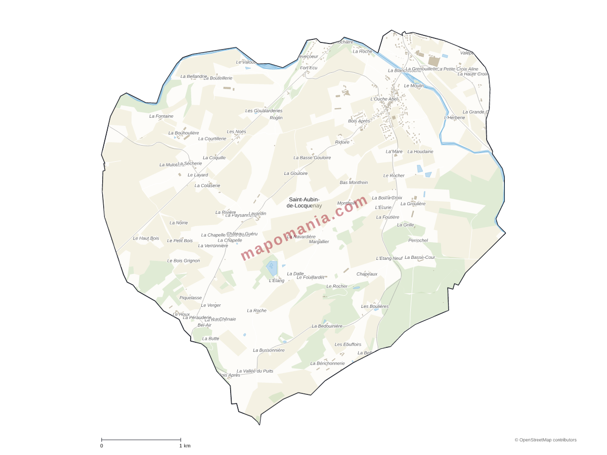 Carte de Saint-Aubin-de-Locquenay à personnaliser