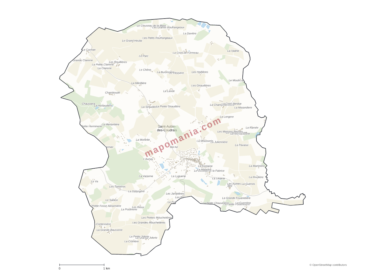Carte de Saint-Aubin-des-Coudrais à personnaliser