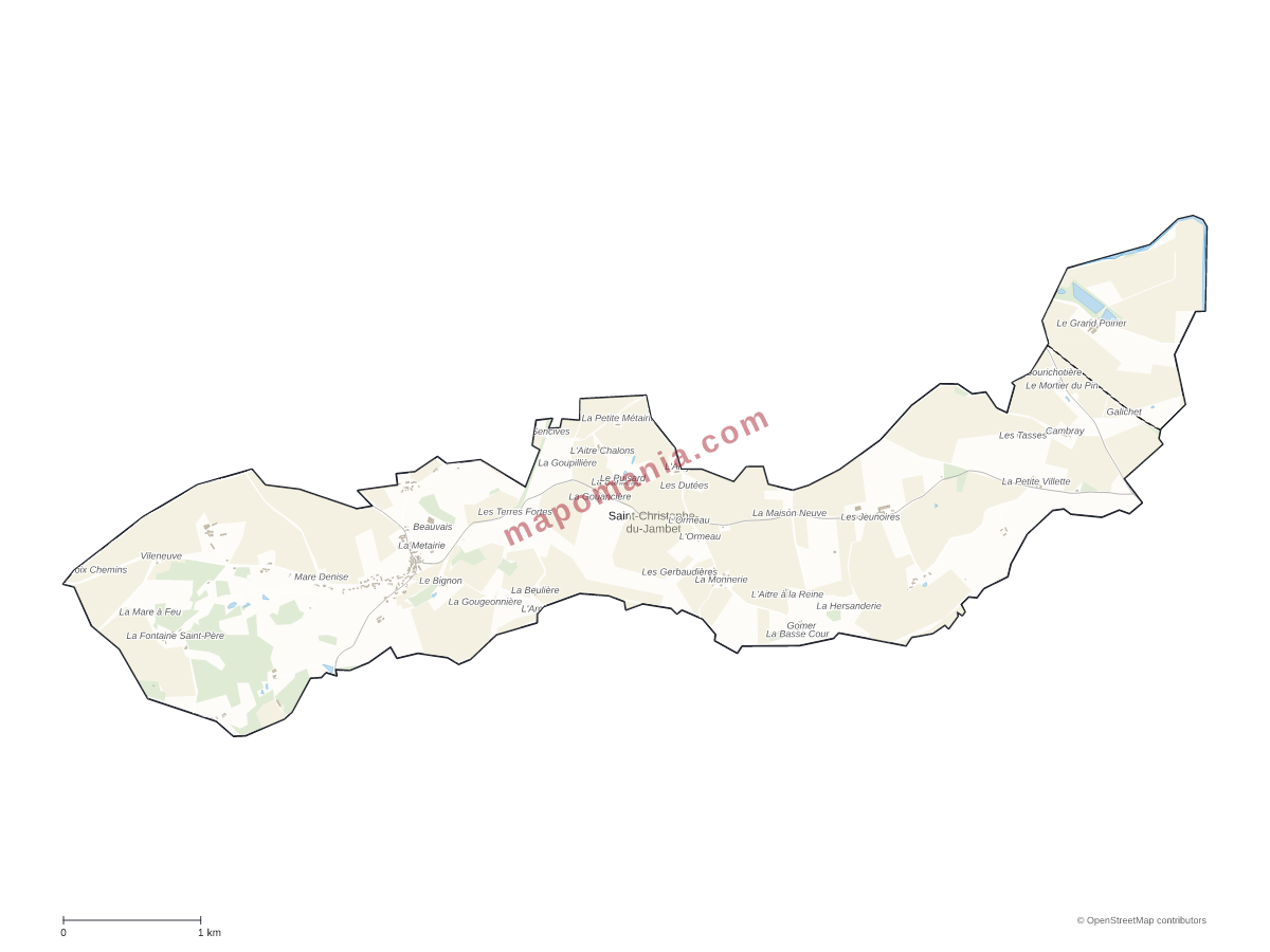 Carte de Saint-Christophe-du-Jambet à personnaliser