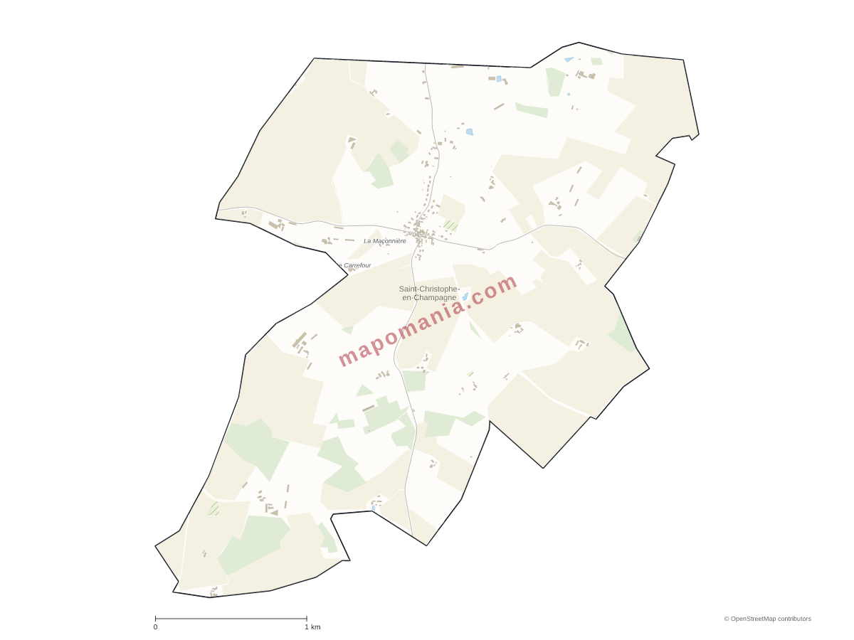 Carte de Saint-Christophe-en-Champagne à personnaliser