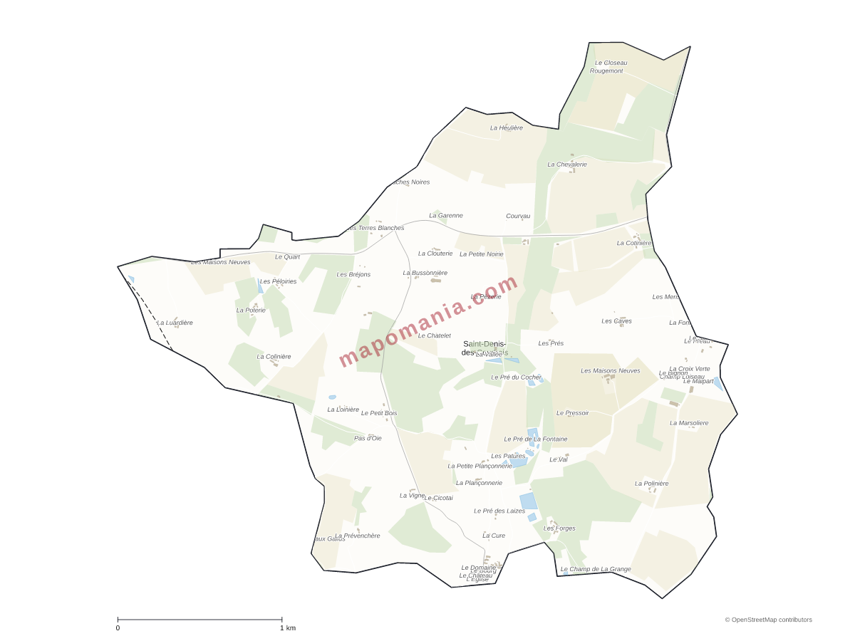 Carte de Saint-Denis-des-Coudrais à personnaliser