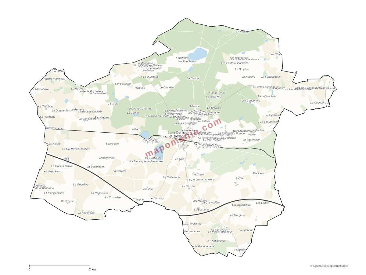 Carte de Saint-Denis-d'Orques à personnaliser