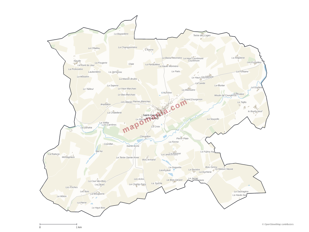 Carte de Saint-Georges-le-Gaultier à personnaliser