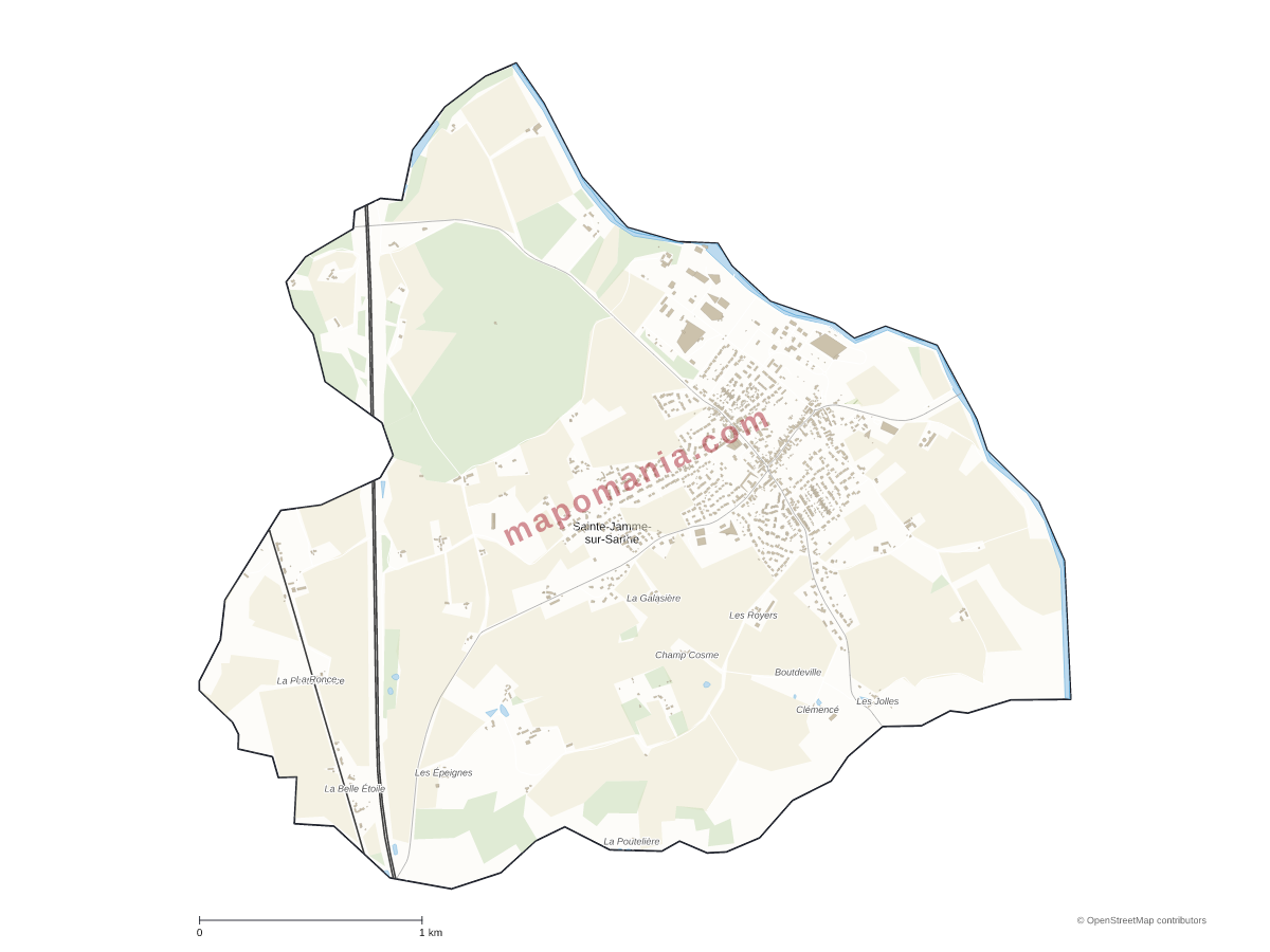 Carte de Sainte-Jamme-sur-Sarthe à personnaliser
