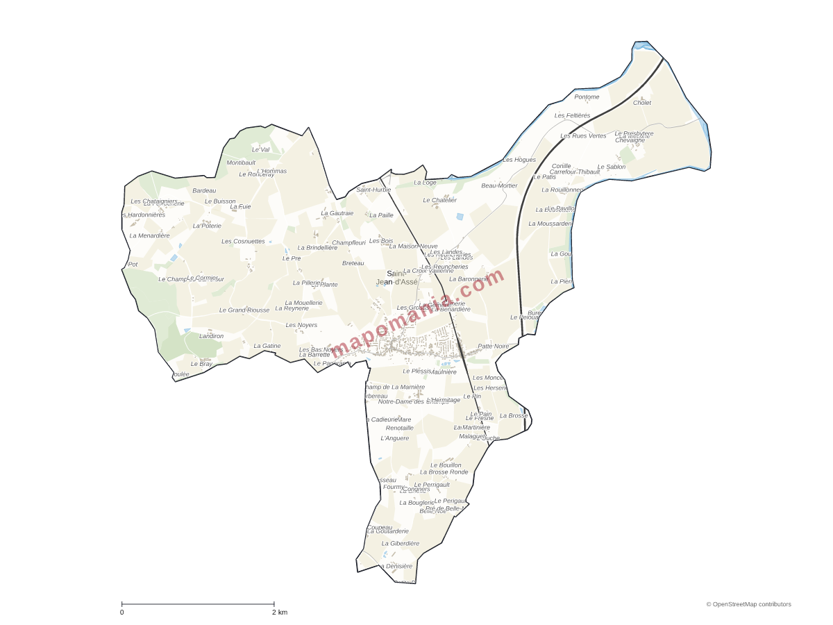 Carte de Saint-Jean-d'Assé à personnaliser