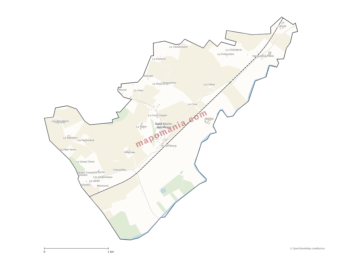 Carte de Saint-Martin-des-Monts à personnaliser