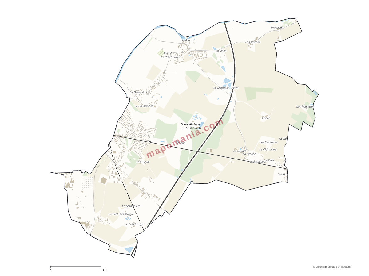 Carte de Saint-Paterne - Le Chevain à personnaliser