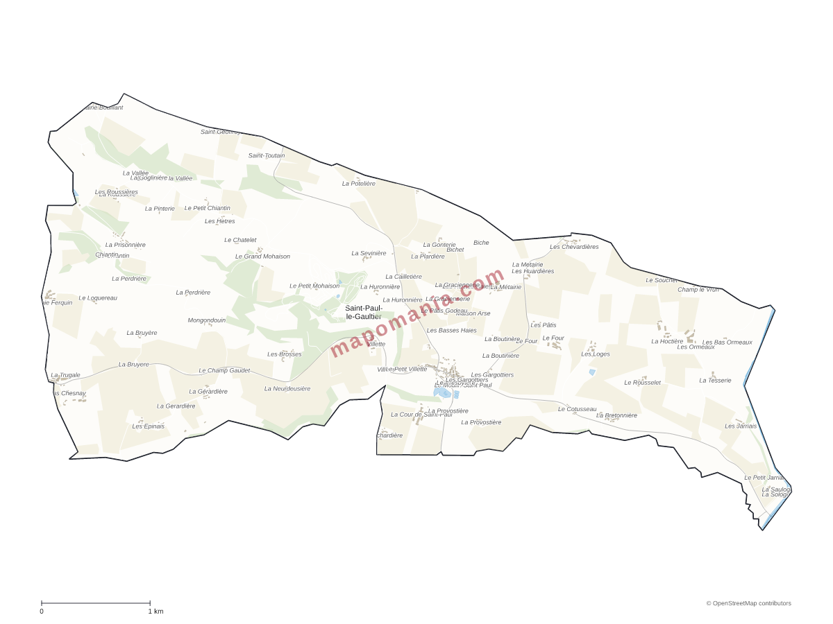 Carte de Saint-Paul-le-Gaultier à personnaliser