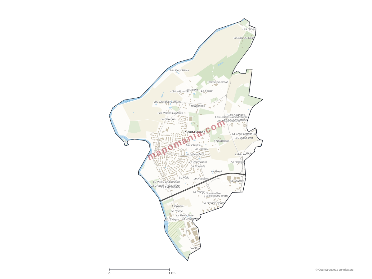 Carte de Saint-Pavace à personnaliser