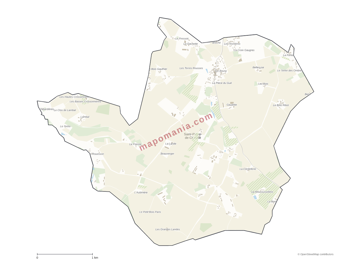 Carte de Saint-Pierre-de-Chevillé à personnaliser