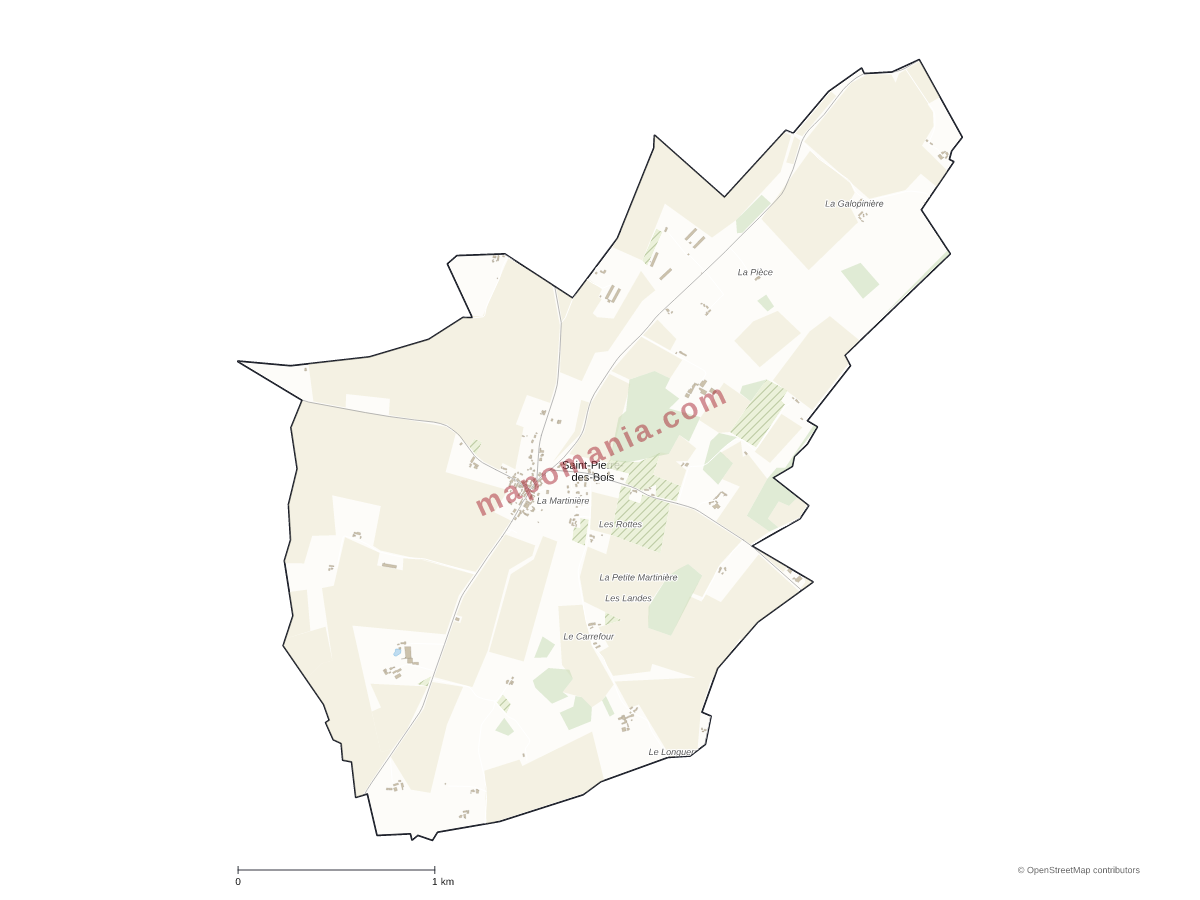 Carte de Saint-Pierre-des-Bois à personnaliser