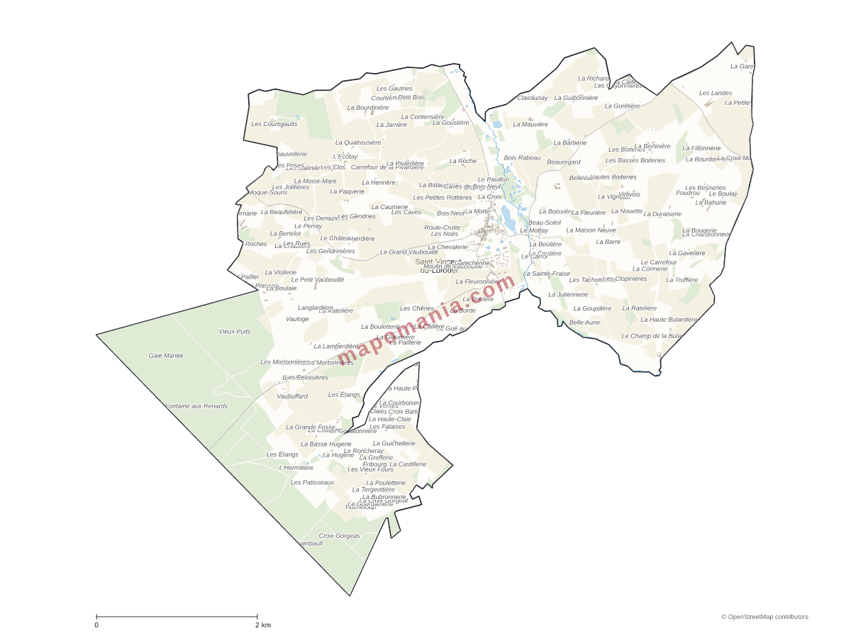 Carte de Saint-Vincent-du-Lorouër à personnaliser