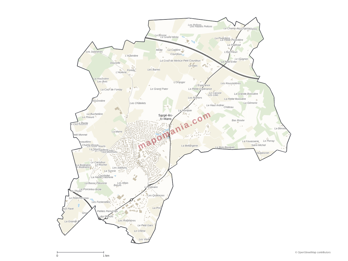Carte de Sargé-lès-le-Mans à personnaliser