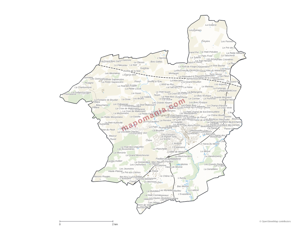 Carte de Savigné-l'Évêque à personnaliser