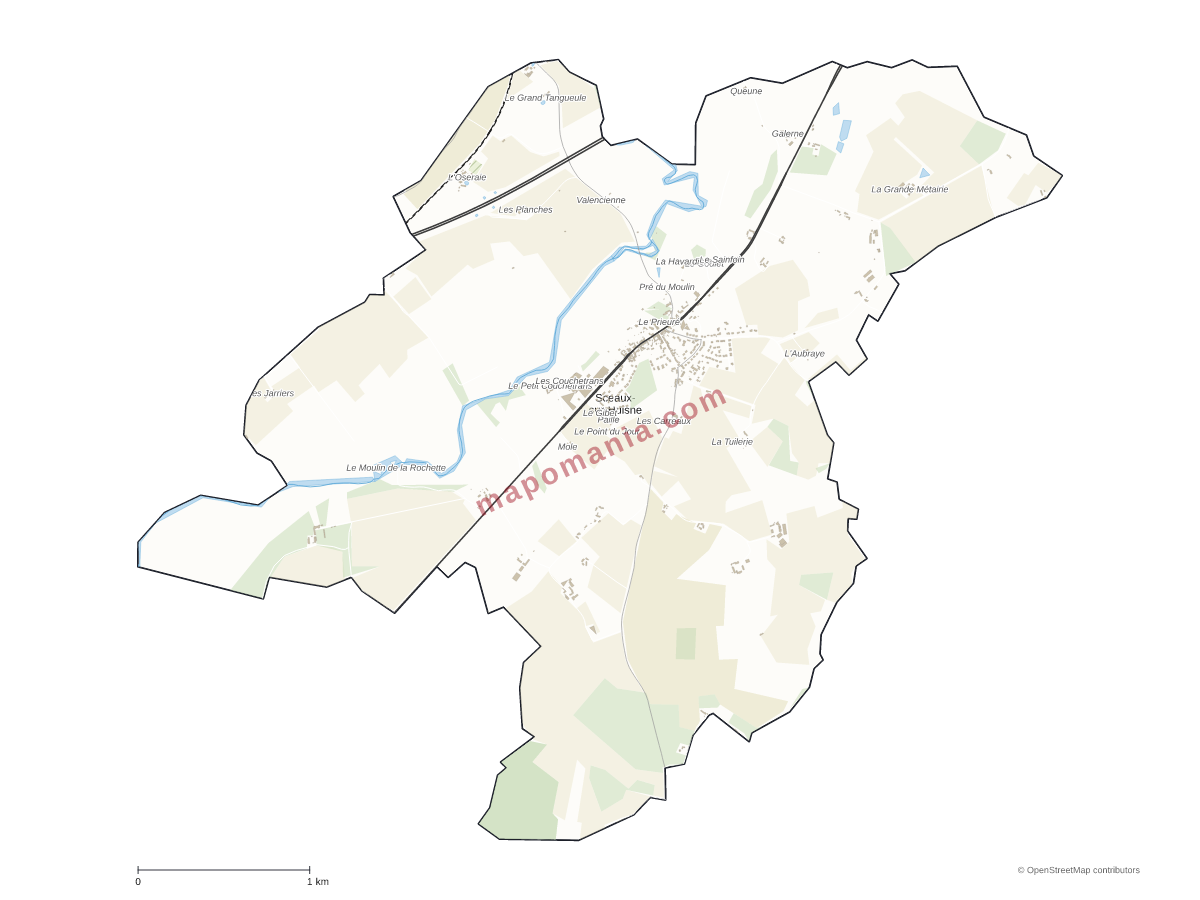 Carte de Sceaux-sur-Huisne à personnaliser