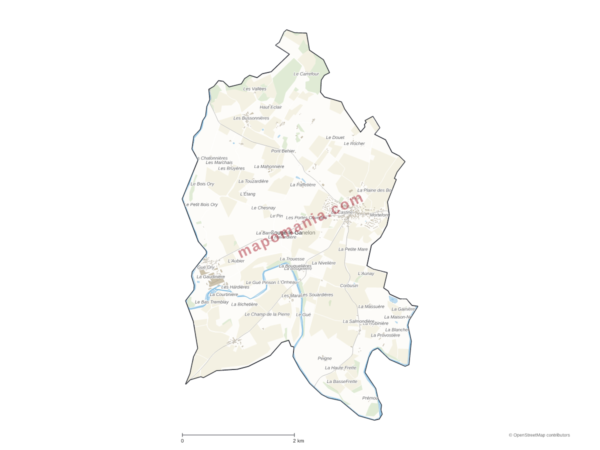 Carte de Sougé-le-Ganelon à personnaliser