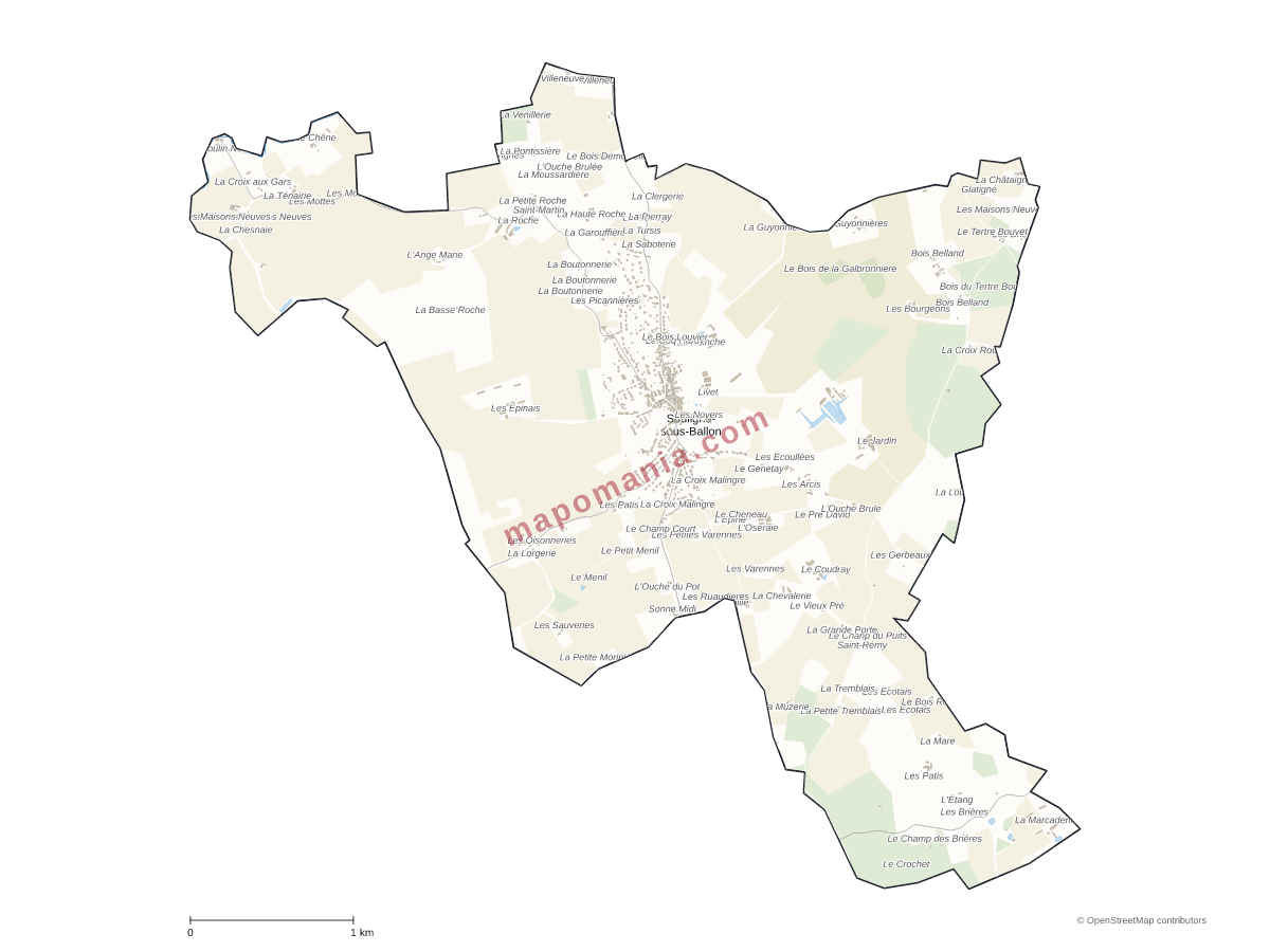 Carte de Souligné-sous-Ballon à personnaliser
