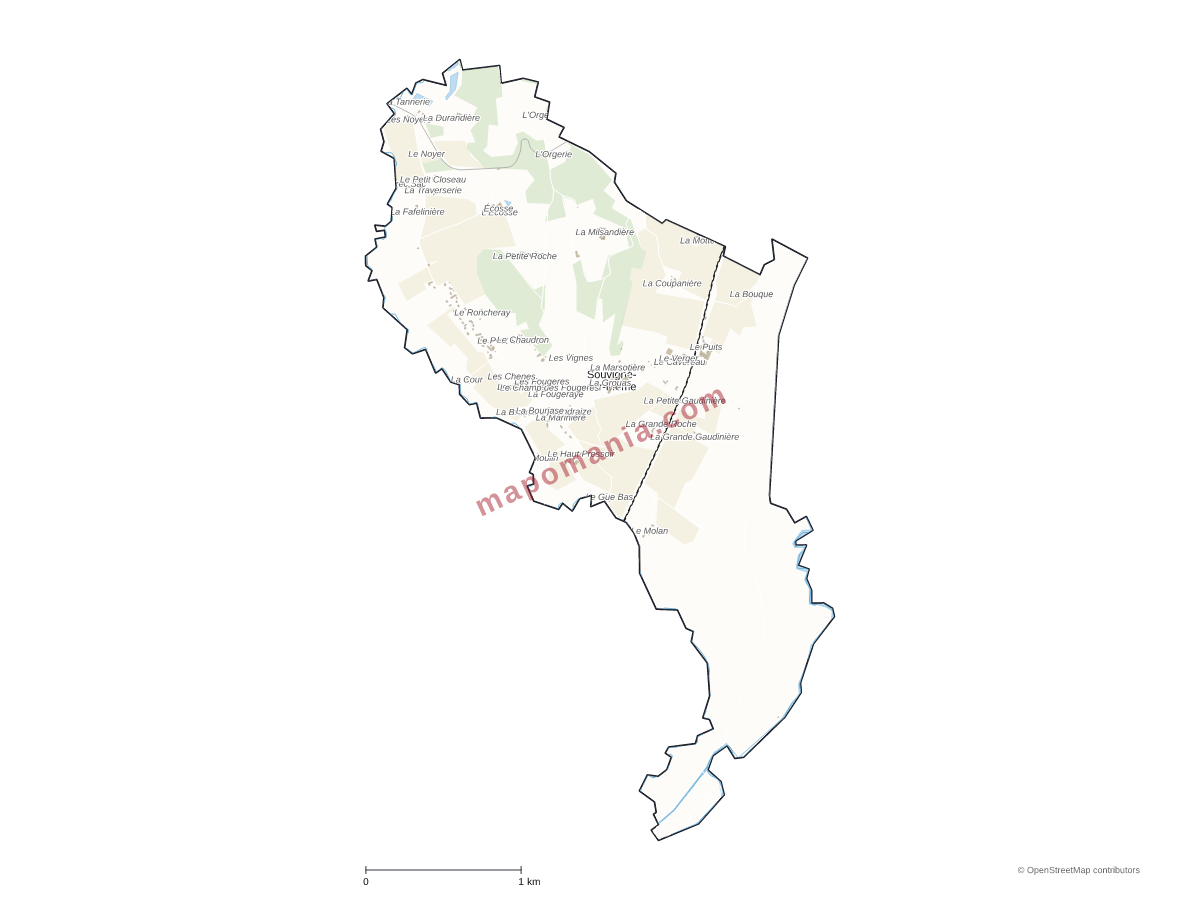 Carte de Souvigné-sur-Même à personnaliser