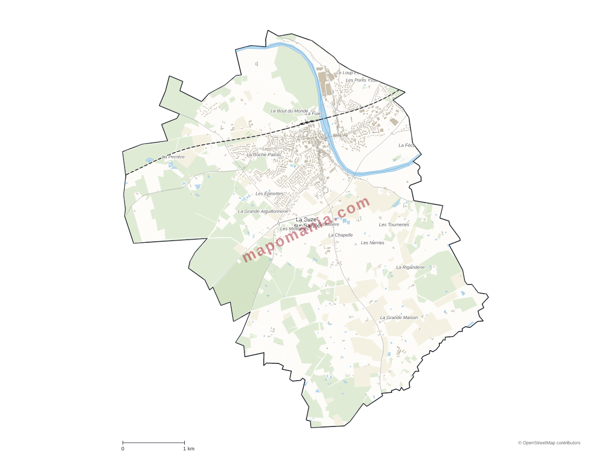 Carte de La Suze-sur-Sarthe à personnaliser
