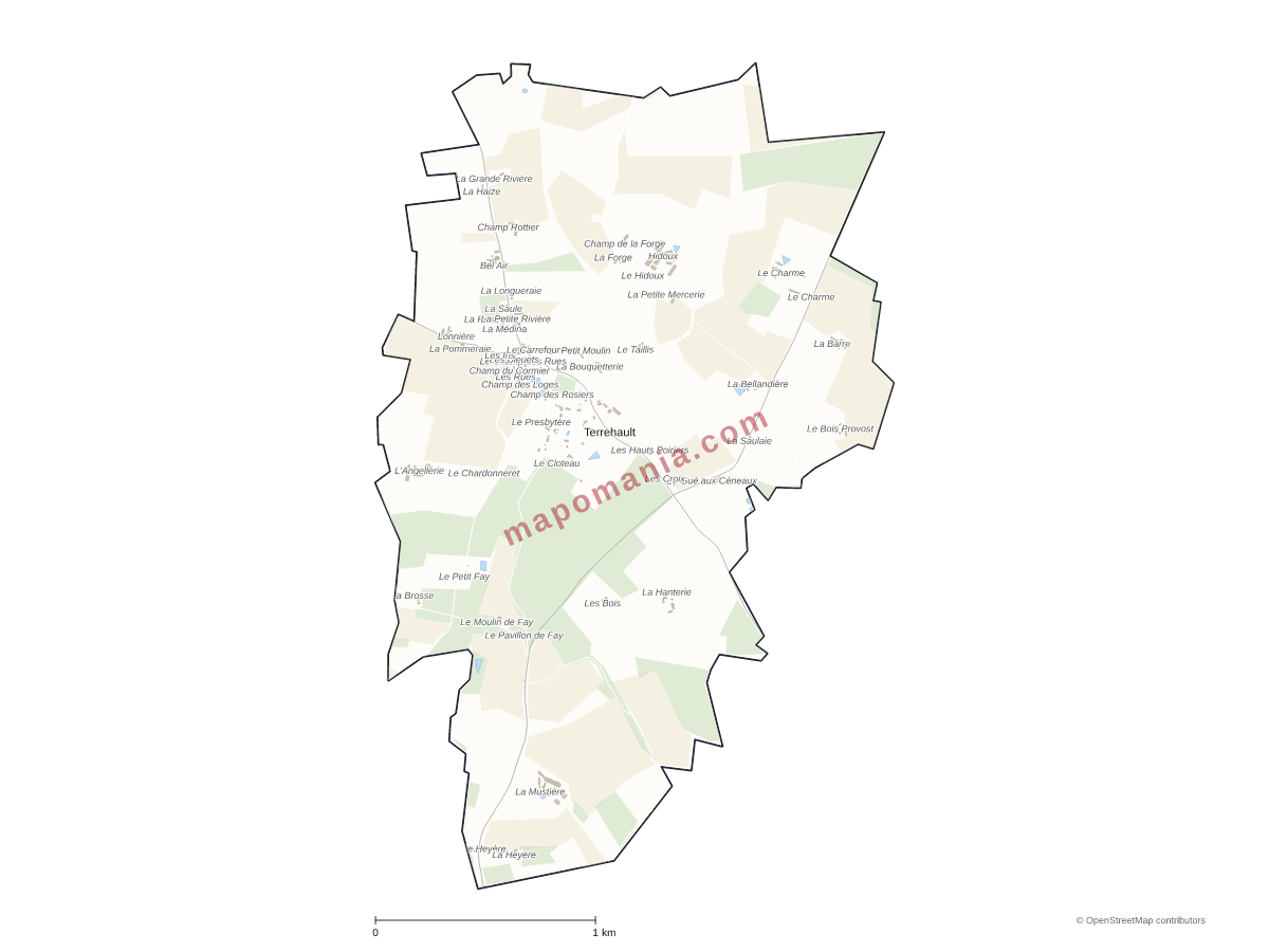 Carte de Terrehault à personnaliser