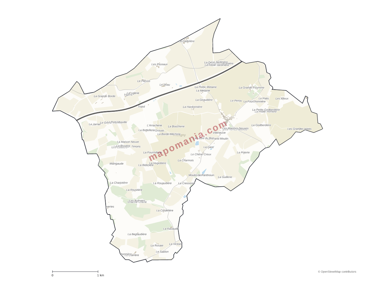 Carte de Théligny à personnaliser