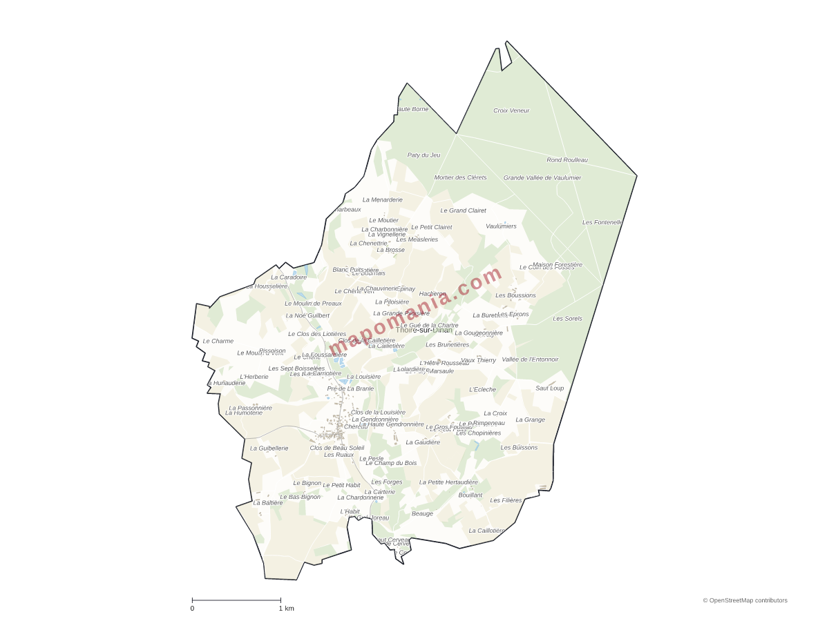 Carte de Thoiré-sur-Dinan à personnaliser