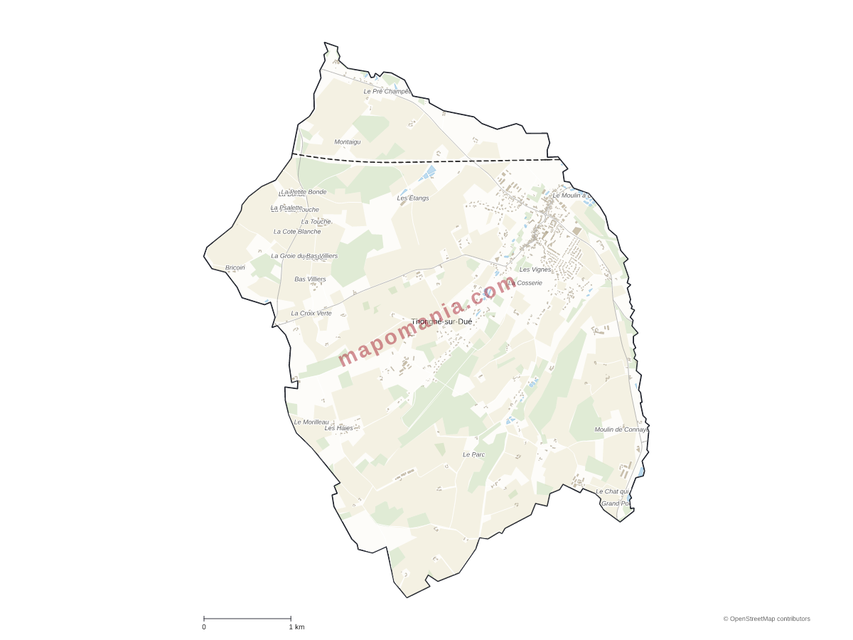 Carte de Thorigné-sur-Dué à personnaliser