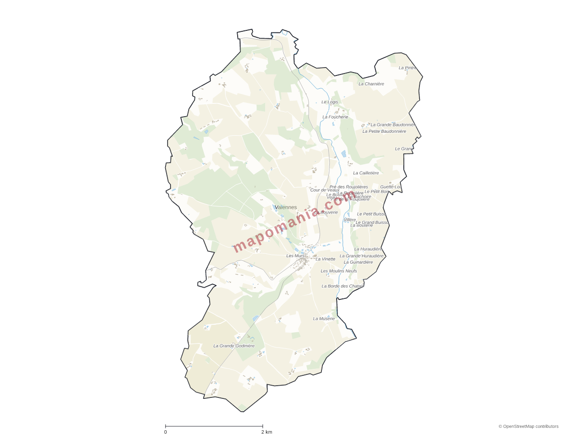 Carte de Valennes à personnaliser