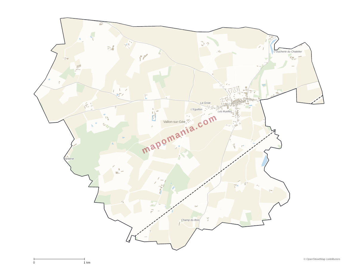 Carte de Vallon-sur-Gée à personnaliser