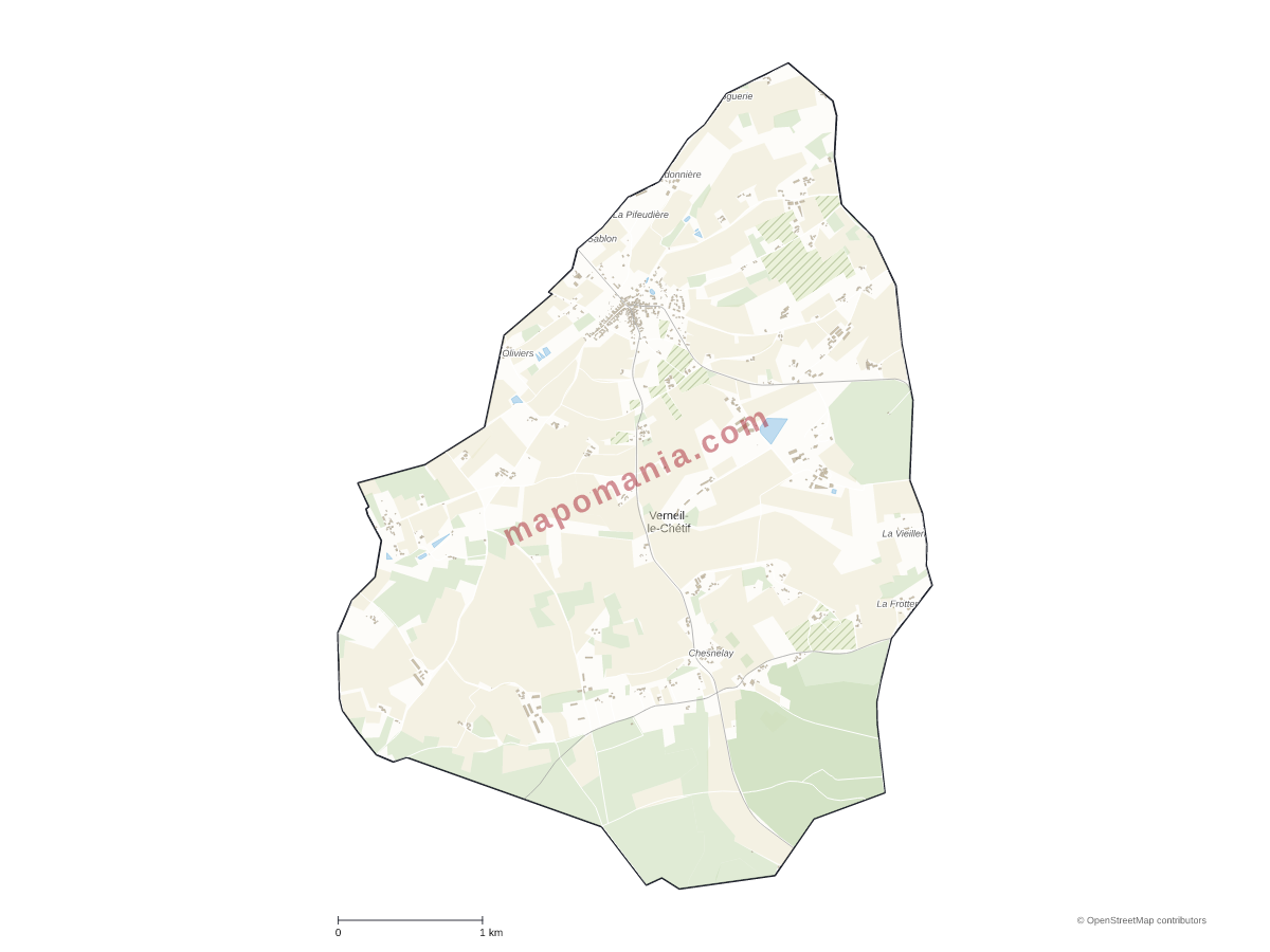 Carte de Verneil-le-Chétif à personnaliser