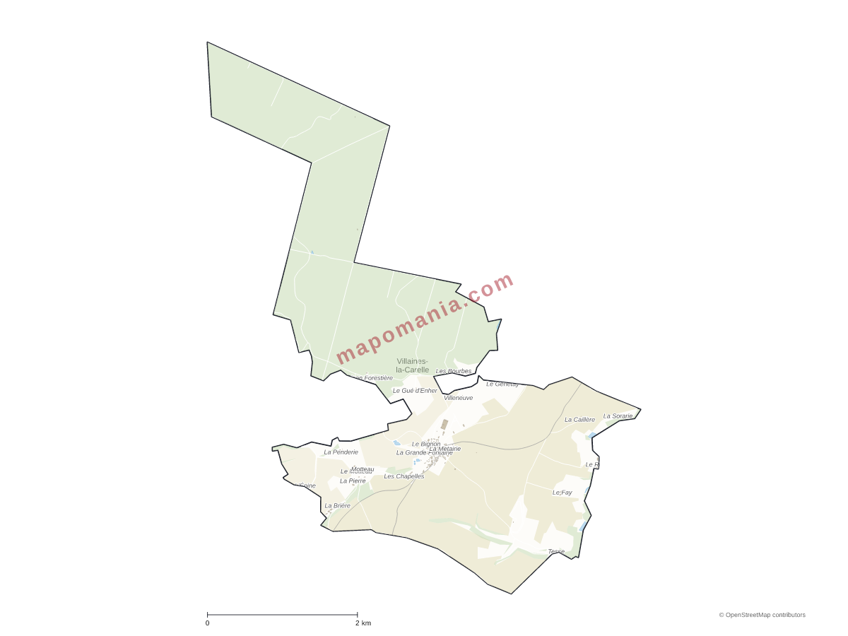 Carte de Villaines-la-Carelle à personnaliser