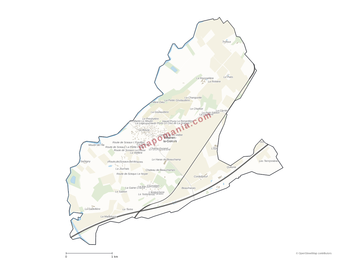 Carte de Villaines-la-Gonais à personnaliser